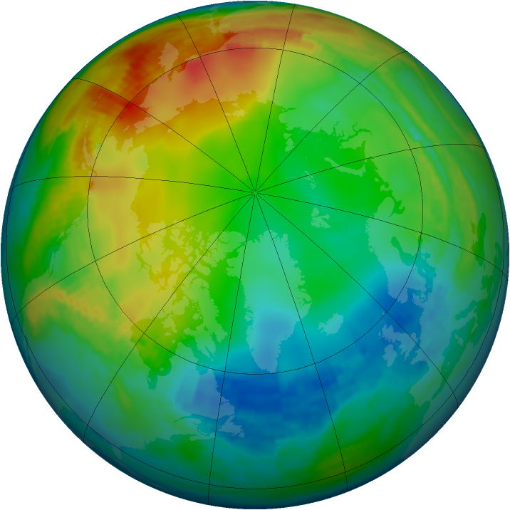 Arctic ozone map for 06 January 1992
